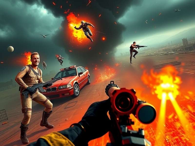 Blood Strike intense gameplay screenshot showing character holding rifle in urban environment