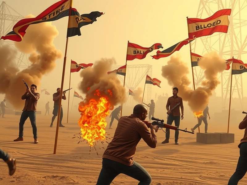 Blood Strike character executing a perfect slide turn around a corner, with motion blur effect.