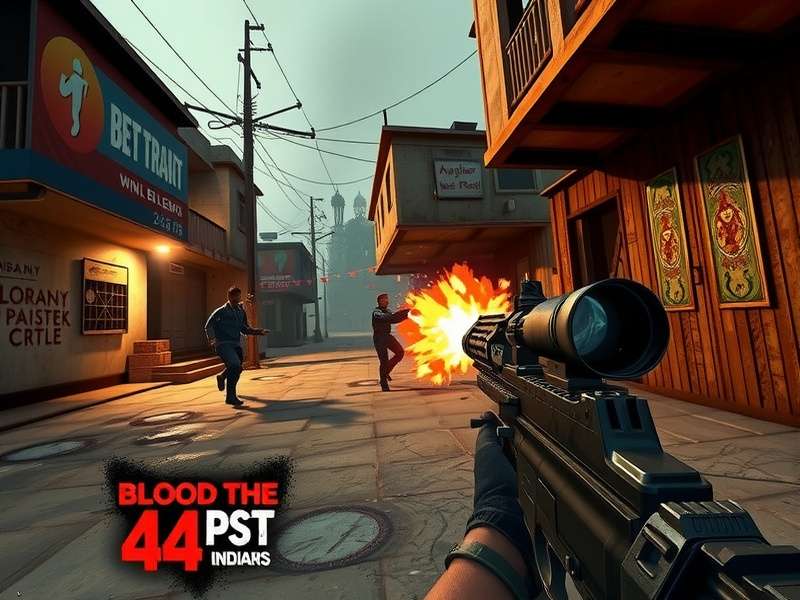 Blood Strike gameplay screenshot showing a squad in a tactical firefight in an urban environment