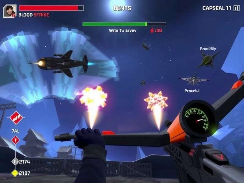 Blood Strike gameplay screenshot showing intense firefight in urban map