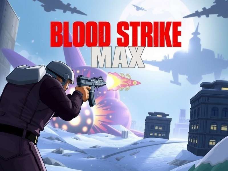 Blood Strike Max gameplay screenshot showing intense combat in an urban environment