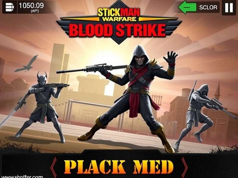 Stickman Warfare Blood Strike Mod Apk gameplay screenshot showing intense stickman combat