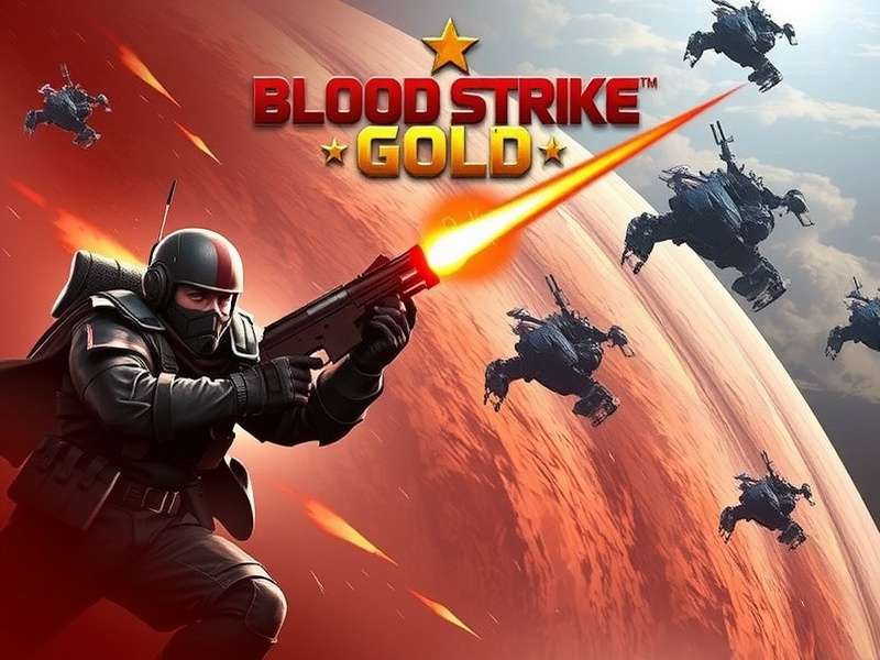 Blood Strike Gold Giveaway banner showing gold stash cards and battle royale action