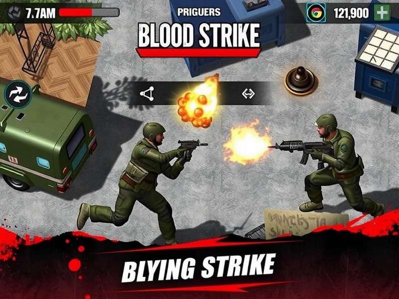 Blood Strike gameplay on a tablet device showing intense battle royale action